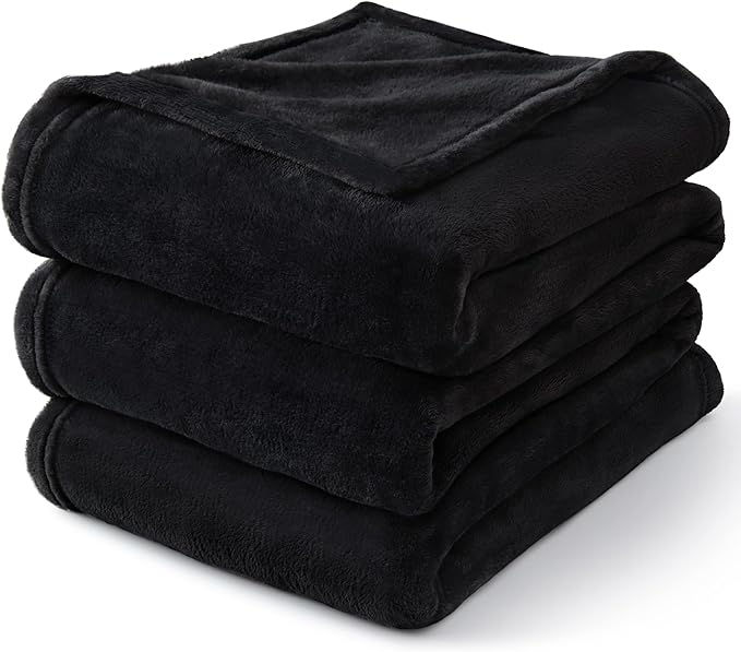 BEDELITE Fleece Blanket Black Full Blankets for Couch & Bed, Luxury Plush Cozy Fuzzy Blanket 84" x 90", Super Soft Warm Lightweight Throw Blanket for Travel Camping