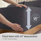 LuxClub 4 PC California King Size Sheet Set Sheets Deep Pockets Wrinkle Free Cooling Sheets Machine Washable Hotel Bedding Silky Soft - Dark Grey California King