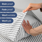 Full 6 Piece Sheet Set - Comfy Breathable & Cooling - Soft Hotel Luxury Bedding Set with 8-16 Inch Deep Pockets - 1 Flat & 1 Fitted Sheet & 4 Pillowcases - Wrinkle Free & Easy Care - Grey Stripes 2