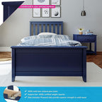 Max & Lily Twin Bed Frame with Slatted Headboard, Solid Wood Platform Bed for Kids, No Box Spring Needed, Easy Assembly, Blue