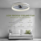 Ceiling Fans with Lights, Flush Mount Ceiling Fan with Lights and Remote, 6 Wind Speeds Smart Low Profile Ceiling Fan for Bedroom, Dining Room and Kitchen 20" (White)
