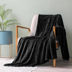 Exclusivo Mezcla Fleece Throw Blanket for Couch, 50x70 Inches Soft Cozy Jacquard Flannel Blankets, Lightweight Fuzzy Plush Warm Throws for Winter, Black