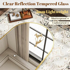 VooBang Arched Wall Mirror, 30 x 38 inch Arch Bathroom Mirror, Wall Mounted Vanity Mirror with Arch Metal Frame, Modern Bathroom Vanity Mirror for Bedroom, Living Room, Hanging or Leaning, Gold