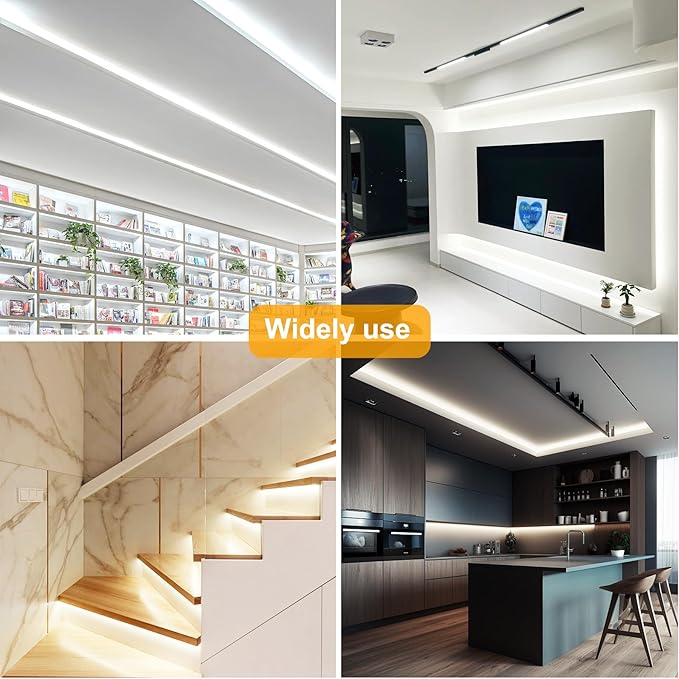 COB LED Strip Lights Cool White,24V Dimmable led Light Strip KIT with Remote and app Control,6000K 65FT/20m 8mm Wide Ra>90 Cuttable Flexible Strip Lights for Bedroom,Shelf,Cabinet