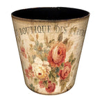 Leather Trash Can, Retro Decorative Waste Basket, 10L Capacity Small Waste Paper Basket, Waterproof Garbage Can for Bathroom, Bedroom, Office, Kitchen and Living Room - Flower