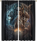 Cool Norse Viking Theme Curtains - Fantasy Ancient Symbols Wildlife Wolf Nordic Vikings Window Drapes,Energy Saving Thermal Insulated Rod Pocket Bedroom Blackout Curtains 2 Panels 54L x 21W