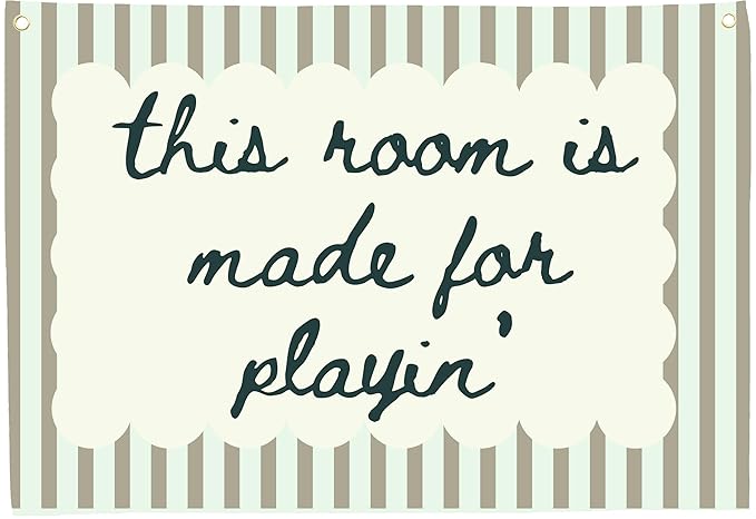 Playroom Rectangular Canvas Banner Wall Decor-Flag Poster Wall Decor for Baby Boy Girl Kids Teen,Playroom Nursery Homeschool Bedroom Home-Baby Shower Birthday Christmas-This Room Is Made for Playing
