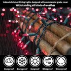 LAMPHOME Super-Bright Extendable Pink Christmas Lights Decoration 300Lights 63.8ft(2pk of 150L) UL Certified Mini Bulb String Lights Set for Outdoor Christmas Tree Garden Holiday Party Patio Decor