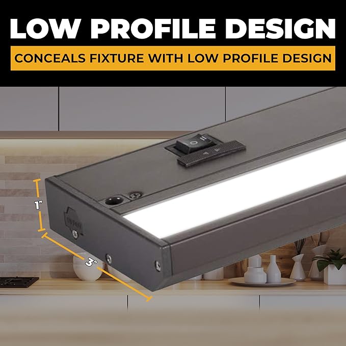 LED Under Cabinet Lighting Hardwired - 3CCT 32 Inch Bronze Finish - Undercabinet Lights for Kitchen - Linkable Undercounter Dimmable Plug in Light or Hard Wired - Under Counter Fixture Direct Wire