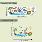 Jungle Animal Wall Stickers Forest Safari Wall Decals Kid Room Nursery Baby Bedroom Décor (Summer Marine Dinosaurs)