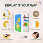 Zenacolor Kids Artwork Frames Changeable - Front-Opening to Display & Store 100 pcs - Set of 3 Kids Art Frame Includes Wall Hooks & Stand - 8.5x11cm - White