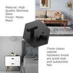 LONTAN 12 Pack Kitchen Cabinet Knobs Black Knobs for Dresser Drawers Sqaure Black Cabinet Hardware for Bathroom Cupboard,Stainless Steel