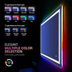 LOAAO 48"X36" LED Bathroom Mirror with Lights, Anti-Fog, Dimmable, RGB Backlit + Front Lighted, Bathroom Vanity Mirror for Wall, Memory Function
