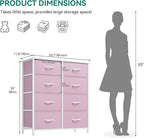 YITAHOME Double Dresser, Fabric Dresser with 8 Drawers, Chest of Drawers for Closet, Living Room, Sturdy Steel Frame, Wooden Top, Easy Pull Handle