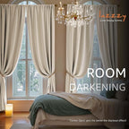 Lazzzy Velvet Blackout Curtains Thermal Insulated Room Window Drapes Super Soft Luxury Curtains for Living Room Bedroom Rod Pocket 2 Panels, Beige, 52" W x 120" L