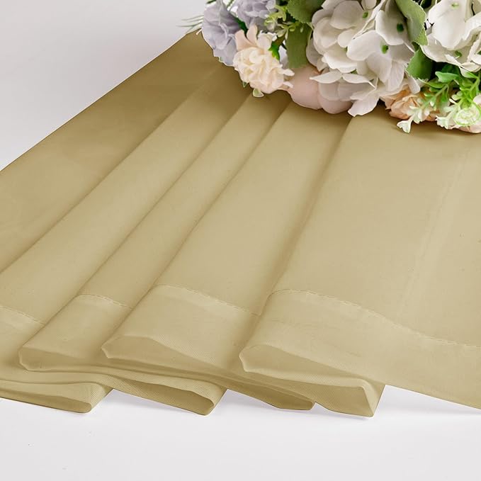 OWENIE Gold Sheer Curtains, 63 Inch Length 2 Panels Set, Soft Voile Drapes for Living Room, Bedroom, Rod Pocket, 2pcs, Each 42" W x 63" L