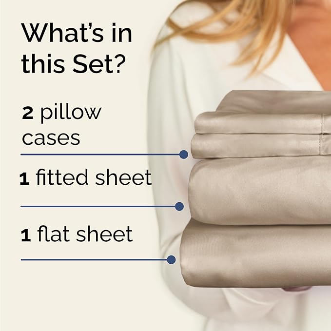 Twin 4 Piece Sheet Set - Comfy Breathable & Cooling - Ultra Soft Hotel Luxury Bedding Set with 8-16 Inch Deep Pockets - 1 Flat & 1 Fitted Sheet & 2 Pillowcases - Cozy, Wrinkle Free & Easy Care - Cream