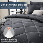 HEVUMYI King Comforter Set - 7-Piece All Season Bed in a Bag King, Ultra Soft Bedding Set with Comforter, Flat Sheet, Fitted Sheet, Pillowcases, Pillow Shams, Dark Grey