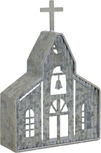 Church Shaped Tea Light Candle Holder Farmhouse Galvanized Metal Candle Holder Vintage Decorative Tealight Holder for Table Centerpiece Decoration - 6.22" x 1.97" x 9.25"