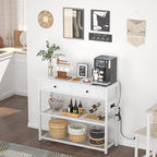 Ecoprsio Entryway Table with Outlets and USB Ports, Console Table with 2 Drawers, Small Sofa Table with Storage Shelves for Living Room, Couch, Hallway, Foyer, Kitchen Counter, 32'', White