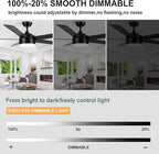 YUHAO 60 Inch Black Ceiling Fan with Light and Remote Control.Noiseless,Dimmable,3CCT,6 Speeds Reversible, DC Ceiling Fans for Indoor or Covered Outdoor