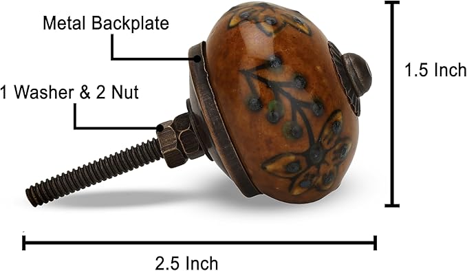 Dresser Knobs for Cabinets and Drawers Assorted, Dusty Ceramic Knob & Pull Handle for Kitchen Brown Cupboard Wardrobe Decorative Furniture Knobs - Pack of 30, (Dark Brown)