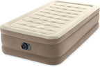 Intex Dura-Beam Deluxe Ultra Plush Air Mattress : Fiber-Tech – Built-in Electric Pump – 18in Bed Height – 300lb Weight Capacity – Twin Size