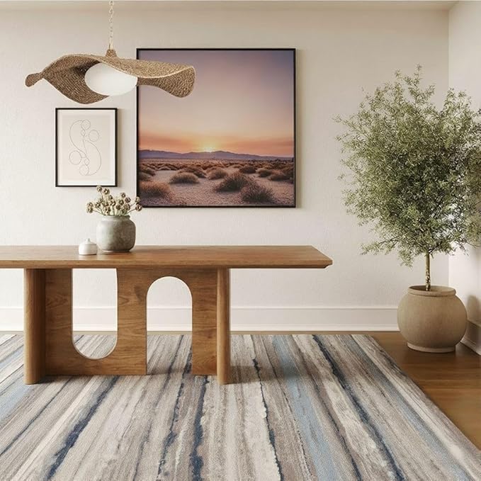 RUG BRANCH Havana 8' x 11' (7'9" X 10'8") Scandinavian Indoor Area Rug, Contemporary, Blue Brown - Living Room, Bedroom, Dining Room, and Kitchen