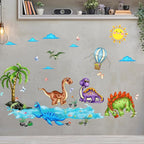 Jungle Animal Wall Stickers Forest Safari Wall Decals Kid Room Nursery Baby Bedroom Décor (Summer Marine Dinosaurs)