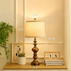 27.5" Farmhouse Table Lamps Set of 2 Bedside Nightstand Lamp with USB C+A Ports & AC Outlet, 3 Way Dimmable Touch Lamps for Bedroom Living Room Office Hallway Rustic Traditional Lamp (Copper)