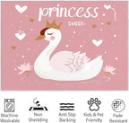 Washable Area Rug for Living Room 8x10 ft Cartoon Swan Princess Peach 3D Print Decor Carpet, Non Slip Stain Resistant Large Area Rugs, for Bedroom Dining Room Office