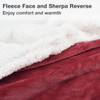 Catalonia Sherpa Wearable Blanket with Sleeves & Foot Pockets for Adult Women Men, Comfy Snuggly Wrap Sleeved Throw Blanket Robe, Gift Idea, Wine