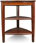 Shield Solid Wood Tiered End Table with Shelves, Glazed Auburn Brown, Perfect for Living Rooms, Bedrooms, and Small Spaces – Leick Home, 9009