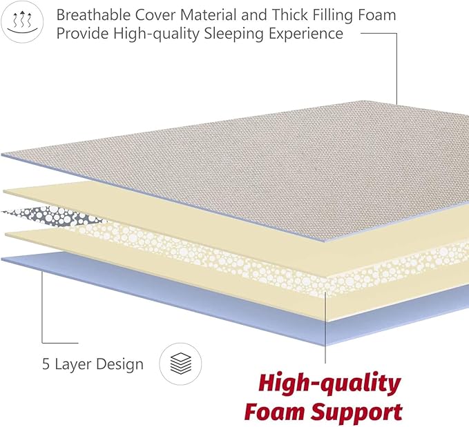 MAXYOYO Japanese Shiki Futon Mattress Floor Mattress Thicken Tatami Mat Sleeping Pad Roll Up Mattress Floor Lounger Bed Folding Couch Bed Mattress Pad for Guest Room, Off White, King