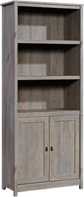 Sauder Cottage Road Book Shelf, Bookshelf with Storage, Library Bookcase with Doors and Adjustable Shelves, in Mystic Oak Finish