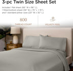 Threadmill Luxury 800 Thread Count Twin 100% Cotton Sheets - Moonrock Grey Sateen Weave Bed-Sheets, Better Than Egyptian Cotton,3 Pc Solid Soft Bedding Set, Fits 15" Deep Pocket