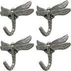 Dragonfly Hooks Wall Mounted Cloak Rack, Animal Heavy Duty Vintage Decorative Hooks, Indoor Outdoor Universal Cloak Rack Hooks for Coat Towel Robe Clothes Hats Bags Keys, Pack of 4