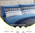 Sweet Home Collection 7 Piece Comforter Set Bag Solid Color All Season Soft Down Alternative Blanket & Luxurious Microfiber Bed Sheets, Mediterranean, Queen