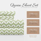 Linen Market Double-Brushed Patterned Microfiber Queen Sheet Set 4 Piece – Oeko-TEX Certified Ultra Soft & Wrinkle-Free - 16" Deep Pocket Sheets - Easy Care Queen Size - Puffed Chevron Sage