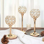 12pcs Bulk Crystal Candle Holder Set, 3 Sizes Tealight Candlestick Holders, Elegant Gold Candelabra for Wedding Table Centerpiece, Fireplace, Home & Living Room Decor