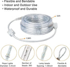 SURNIE Rope Lights Outdoor Waterproof Daylight White: LED 33FT Cuttable Outside Bright 110V Lighting 6000K Flexible Cool Clear Tube, Indoor Deck Patio Xmas Camping Decor, Not Flat Strip