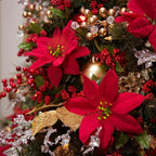 8 Pack Poinsettia Flowers Artificial Christmas Decorations, Red Poinsettia Flowers for Christmas Tree, Velvet Poinsettias Artificial Flowers for Xmas Decor DIY for Home Vase Indoor Outdoor Garden