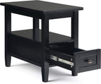 SIMPLIHOME Warm Shaker SOLID WOOD 14 inch Wide Rectangle Transitional Narrow Side Table in Black for the Living Room and Bedroom