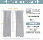 ChrisDowa 100% Blackout Curtains 63 inch Long for Bedroom with Black Liner, Extra Wide 2 Thick Layers Total Blackout Thermal Insulated Grommet Window Curtains 2 Panels Set (Pure White, 60 x 63 Inch)
