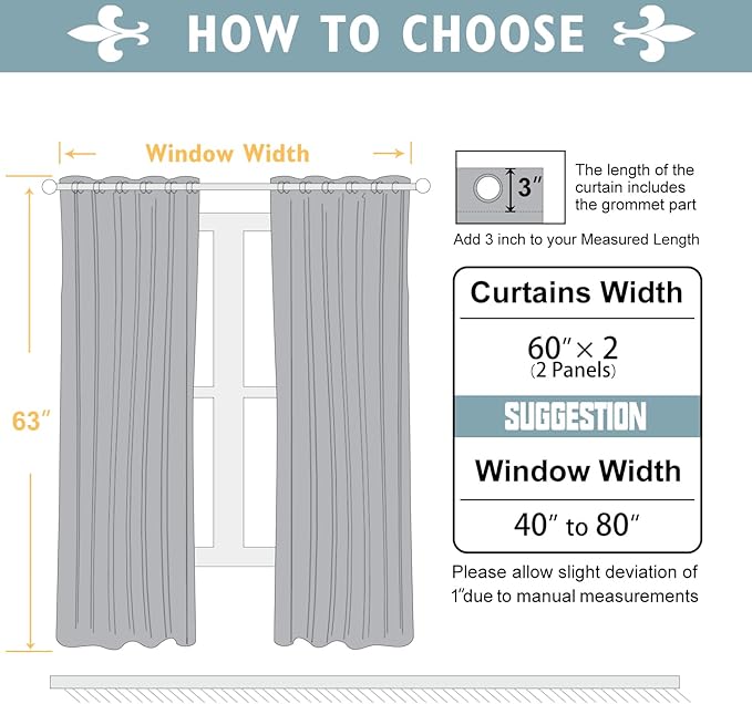 ChrisDowa 100% Blackout Curtains 63 inch Long for Bedroom with Black Liner, Extra Wide 2 Thick Layers Total Blackout Thermal Insulated Grommet Window Curtains 2 Panels Set (Aqua, 60 x 63 Inch)