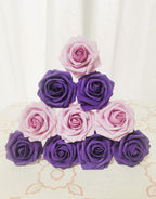 Purple Artificial Roses 50 PCS Flowers with Stem, Fake Rose Heads Bouquets for DIY Wedding Decorations Centerpieces Arrangements Party Home Garden Porch Window Decor