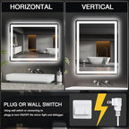 LED Bathroom Mirror 40"x 24" with Front and Backlight, Anti-Fog Dimmable, Lighted Bathroom Mirror with Lights, Shatter-Proof, Tempered Glass, Decor Vanity Mirror for Wall(Horizontal/Vertical)