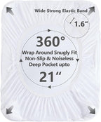 Queen Size Mattress Pad Waterproof, Pillow Top Cooling Mattress Topper Cover, Quilted Fitted Mattress Protector Washable, Deep Pocket 8-21" (60x80 inch, White)