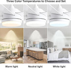 YUHAO 60 Inch White Ceiling Fan with Light and Remote Control.Noiseless,Dimmable,3CCT,6 Speeds Reversible, DC Ceiling Fans for Indoor or Covered Outdoor