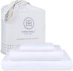 Threadmill Twin Bed-Sheets - 800 Thread Count Jacquard Celine Hotel White, 100% Natural Cotton 3 Piece Striped Bed Set, Extra Long Staple Cotton, Comfy Damask Sheets with Elasticized Deep Pocket